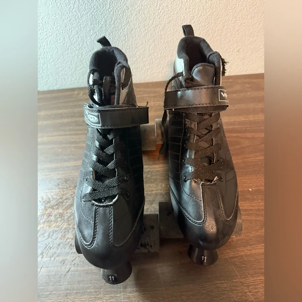 Viper M1 Size 11 Men's Roller Derby Speed Skates Sleek Black 4 Wheel Model U721M - Picture 2 of 6